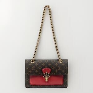 Louis Vuitton Monogram Victoire Bag - Cerise (Cherry) Red Leather Flap PRISTINE